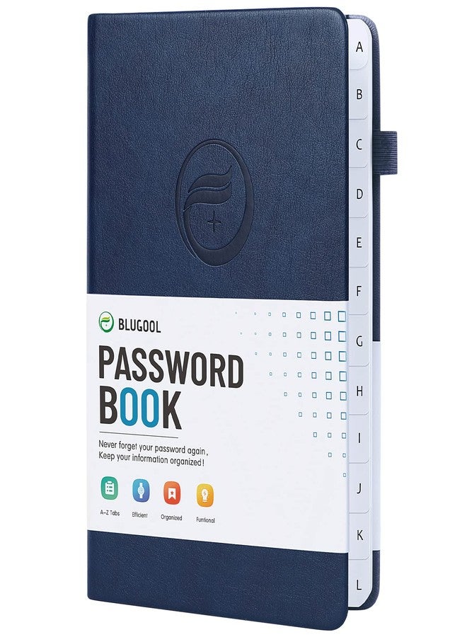 Blugool Password Book with Alphabetical Tabs, Hardcover Password Keeper, Password Notebook Organizer for Computer and Internet Address Website Login, Gifts for Home and Office, 5.3''x 7.7''- Navy Blue - Image 1